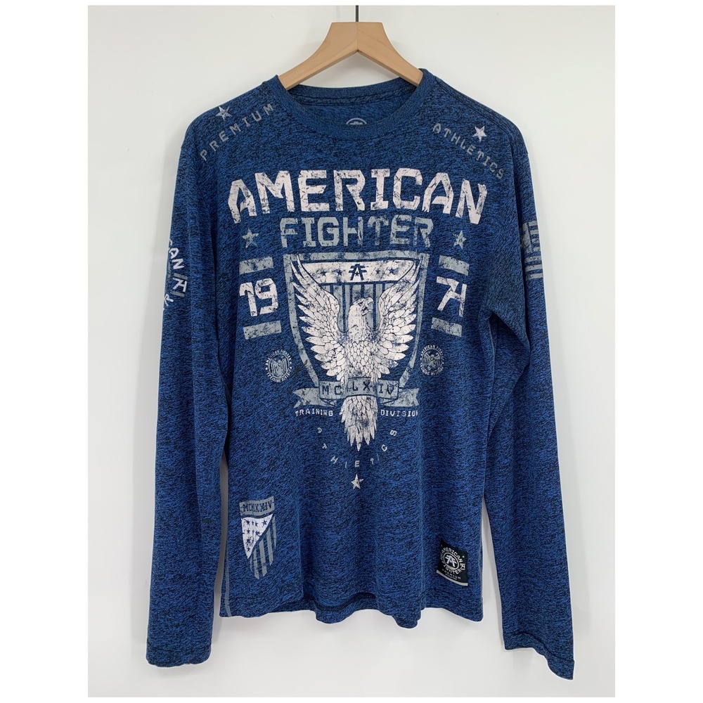 American Fighter Shirt Mens Medium Blue MMA Training UCF Y2K Gym Lightweight